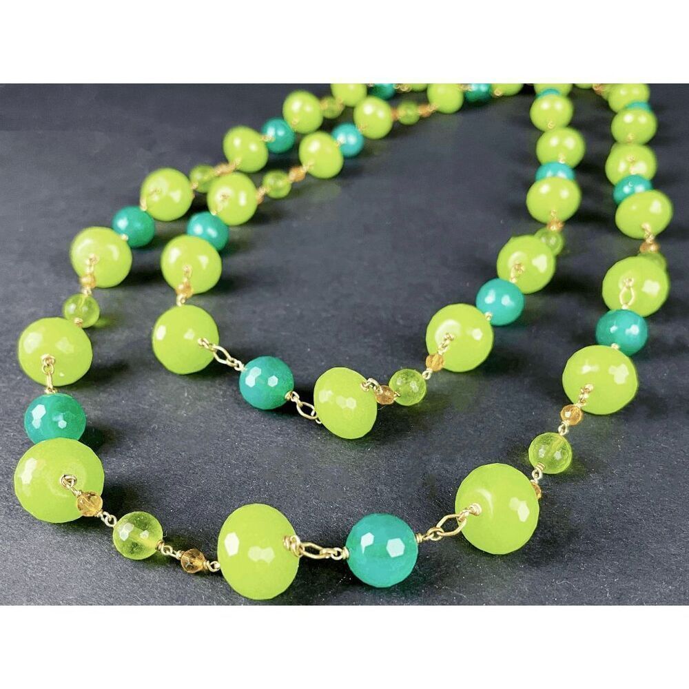 Artisan Double Strand Jade & Citrine necklace